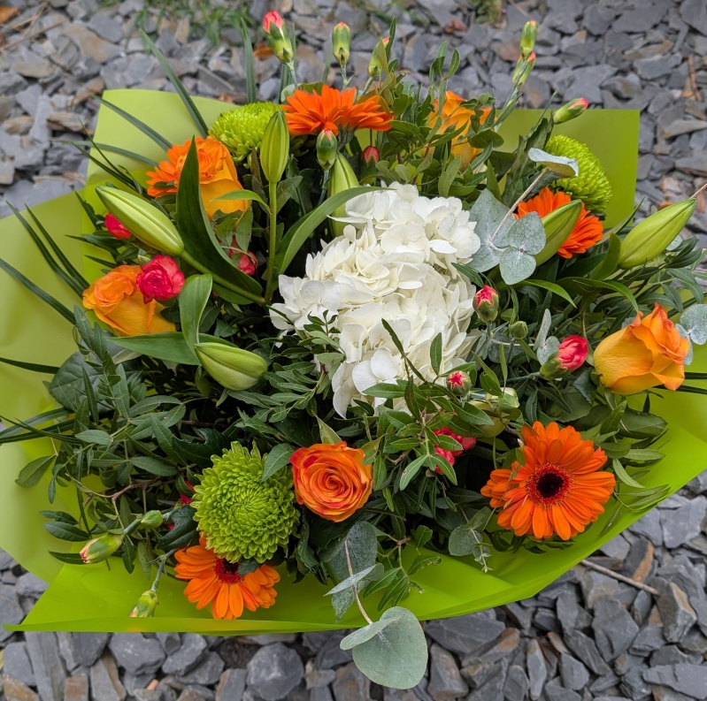 Orange, white and lime green aqua box
