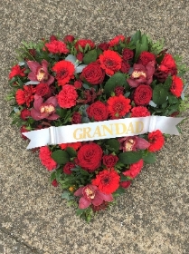 Heart with Mixed Red Flowers