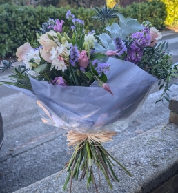 Luxury pink white and purple hand tied bouquet